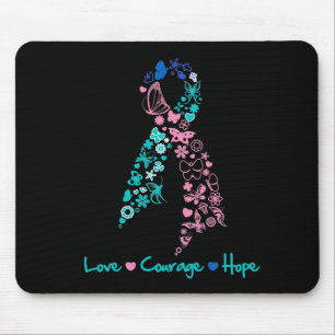 Love Courage Hope Butterfly - Thyroid Cancer Mouse Pad