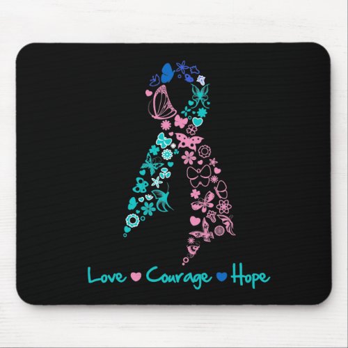 Love Courage Hope Butterfly _  Thyroid Cancer Mouse Pad