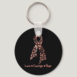 Love Courage Hope Butterfly - Uterine Cancer Keychain