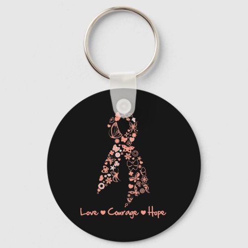 Love Courage Hope Butterfly _ Uterine Cancer Keychain