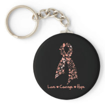Love Courage Hope Butterfly - Uterine Cancer Keychain