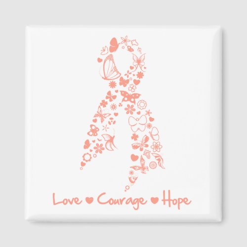 Love Courage Hope Butterfly _ Uterine Cancer Magnet