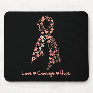 Love Courage Hope Butterfly - Uterine Cancer Mouse Pad
