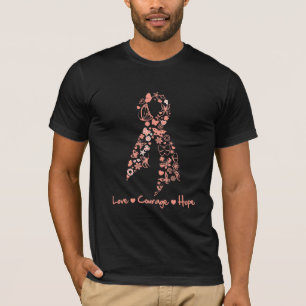 Love Courage Hope Butterfly - Uterine Cancer T-Shirt