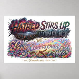 Love Covers Wrongs While Hatred Stirs Conflict Poster