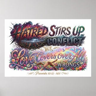 Love Covers Wrongs While Hatred Stirs Conflict Poster