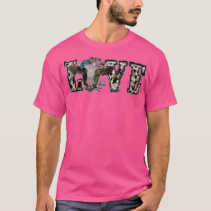 Love Cow Baby Calf Cute Cow Leopard Floral Animal T-Shirt