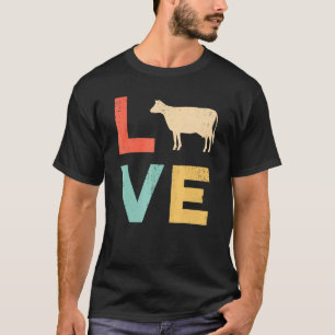 Love Cow Vintage Retro Dairy Cattle Livestock Farm T-Shirt