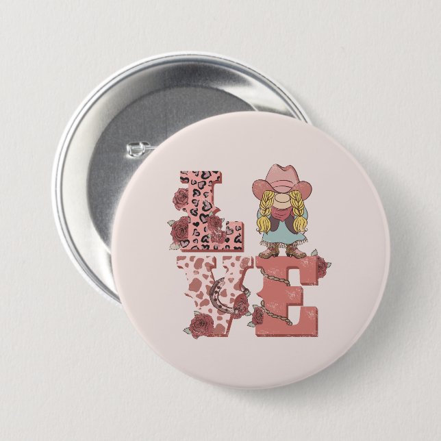 Love & Cowgirl Spirit – Vintage Country Style Button (Front & Back)