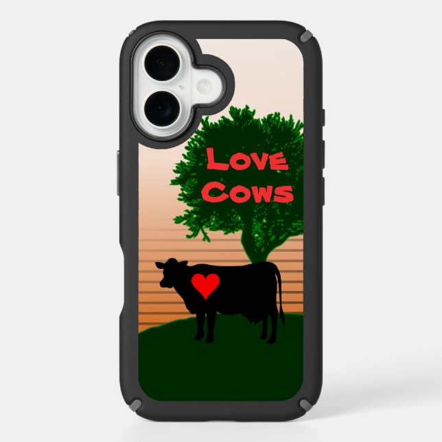 Love Cows- Cow Silhouette with Lone Tree Speck iPhone Case (Front)