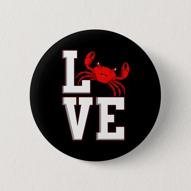 Love Crabs Seafood Crabbing Crab Lobster Sea Button (Front)