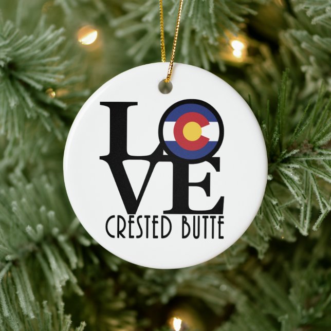 LOVE Crested Butte Colorado Ceramic Ornament (Tree)