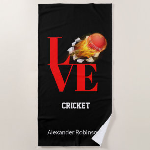 Love Cricket Personalized Sports Beach Towel