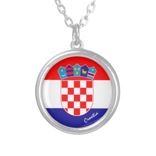 Love Croatia  Croatian Flag fashion  sports fans Silver Plated Necklace