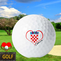 Love Croatia Golf Balls, Croatian flag, Heart