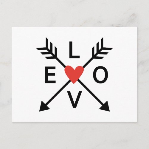 Lovecrossed arrows with red heart postcard