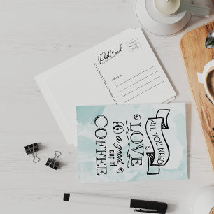 Love Cup Coffee Words Cute Friends Say Hi Postcard