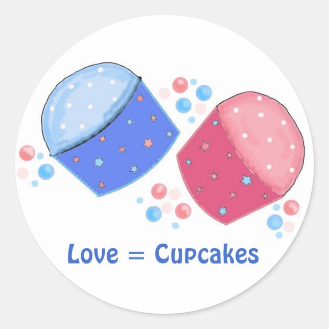 Love = Cupcakes Classic Round Sticker (Front)