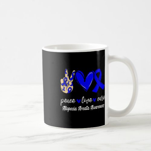 Love Cure Alopecia Areata Blue Ribbon Awareness  Coffee Mug