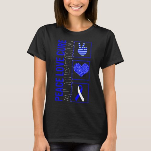 Love Cure Alopecia Awareness Ribbon Warrior Suppor T_Shirt