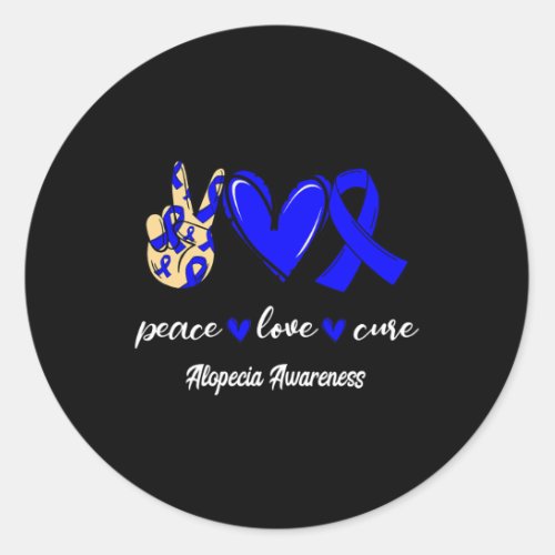 Love Cure Alopecia Blue Ribbon Awareness  Classic Round Sticker