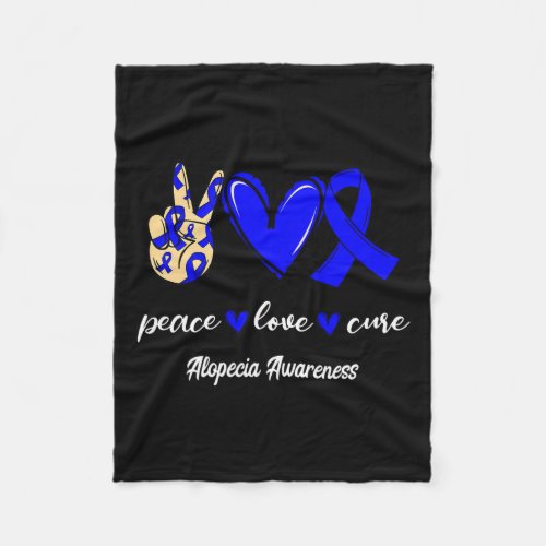 Love Cure Alopecia Blue Ribbon Awareness  Fleece Blanket