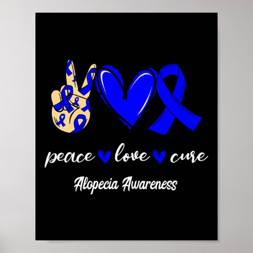 Love Cure Alopecia Blue Ribbon Awareness  Poster