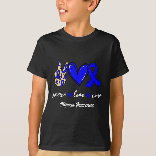 Love Cure Alopecia Blue Ribbon Awareness  T_Shirt