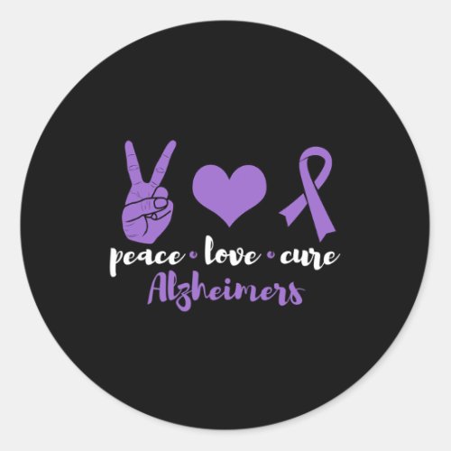 Love Cure Alzheimerheimers Awareness Family Warrio Classic Round Sticker