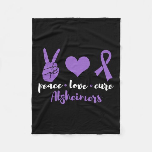 Love Cure Alzheimerheimers Awareness Family Warrio Fleece Blanket