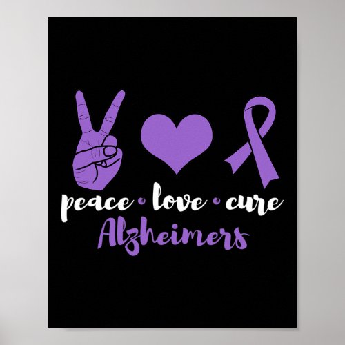 Love Cure Alzheimerheimers Awareness Family Warrio Poster