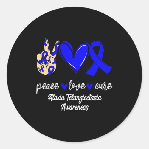 Love Cure Ataxia Telangiectasia Blue Ribbon Awaren Classic Round Sticker