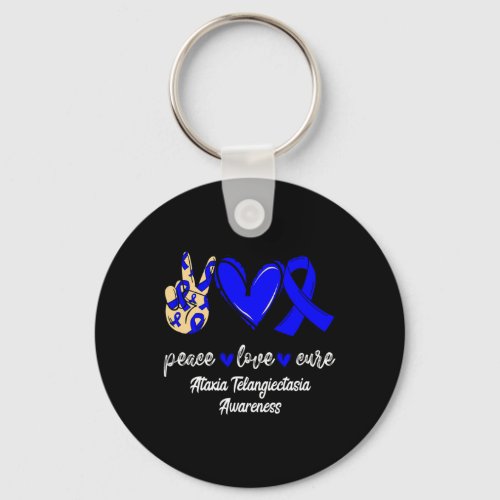 Love Cure Ataxia Telangiectasia Blue Ribbon Awaren Keychain