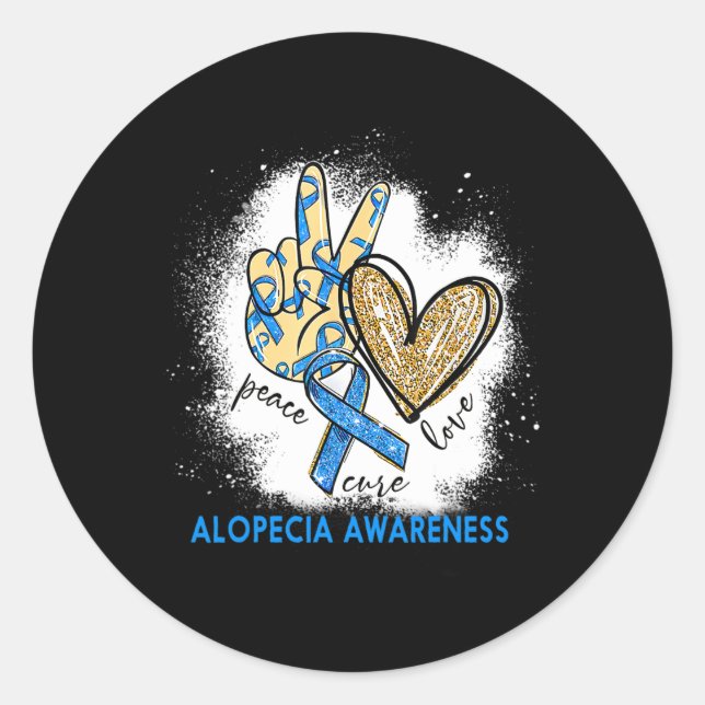 Love Cure Bleached Alopecia Awareness  Classic Round Sticker (Front)