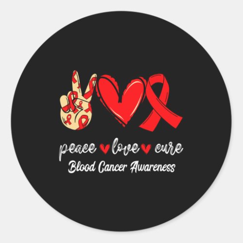 Love Cure Blood Cancer Red Ribbon Awareness  Classic Round Sticker