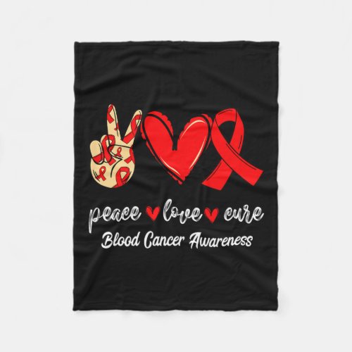 Love Cure Blood Cancer Red Ribbon Awareness  Fleece Blanket