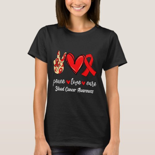 Love Cure Blood Cancer Red Ribbon Awareness  T_Shirt