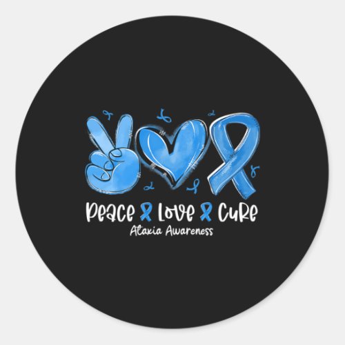 Love Cure Blue Ribbon Ataxia Awareness  Classic Round Sticker