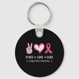 Love Cure Breast Cancer Awareness Women Kids Men Keychain
