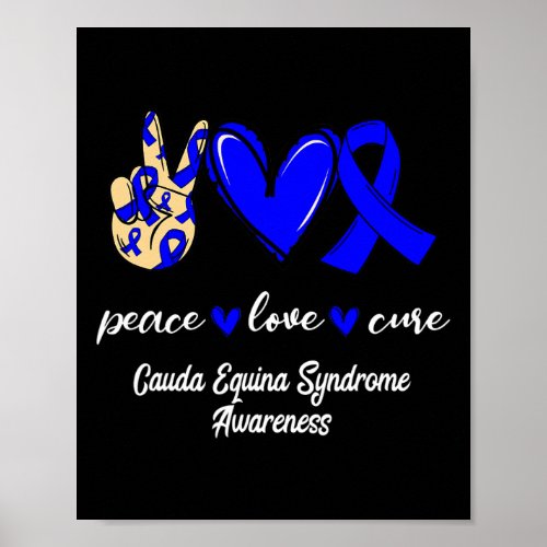 Love Cure Cauda Equina Syndrome Blue Awareness  Poster