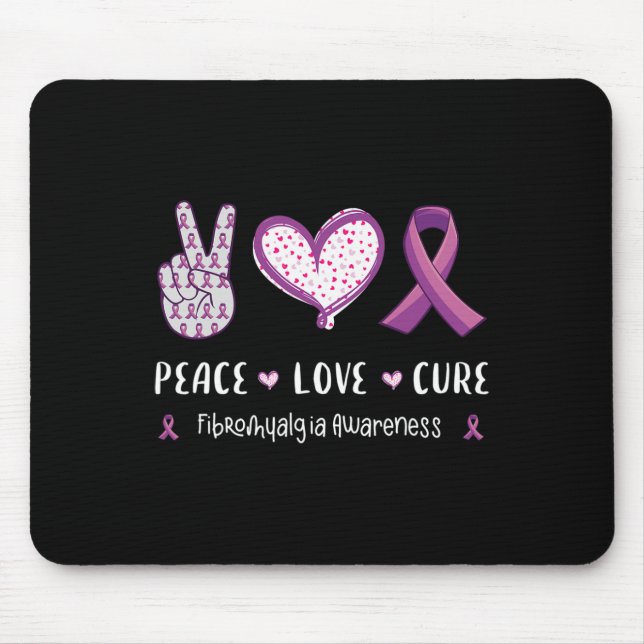 Love Cure Fibromyalgia Awareness Men Women Kids  Mouse Pad (Front)