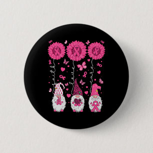 Love Cure Gnomes Sunflower Breast Cancer Awareness Button