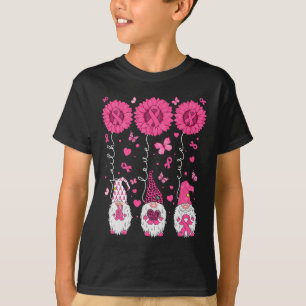 Love Cure Gnomes Sunflower Breast Cancer Awareness T-Shirt