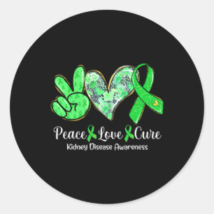 Love Cure Green Ribbon Kidney Disease Awareness Gi Classic Round Sticker