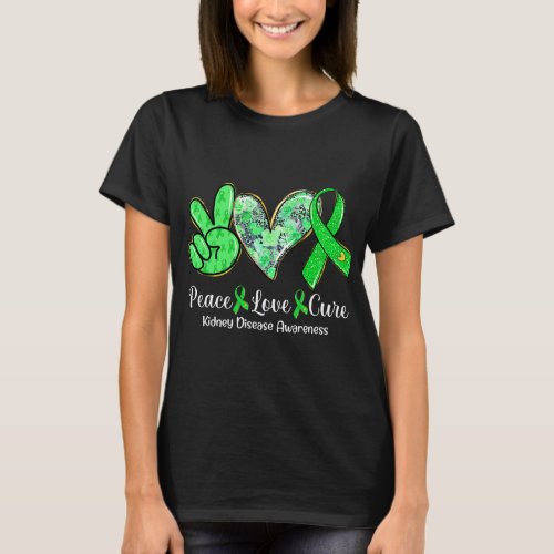 Love Cure Green Ribbon Kidney Disease Awareness Gi T_Shirt