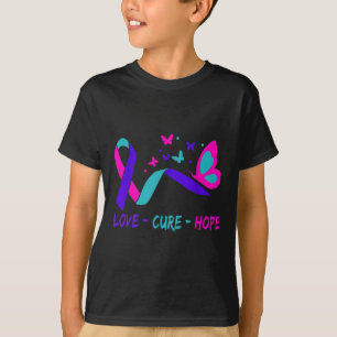 Love Cure Hope Cervical Cancer Warrior Butterfly R T-Shirt
