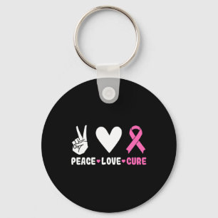 Love Cure Pink Ribbon Breast Cancer Awareness Keychain