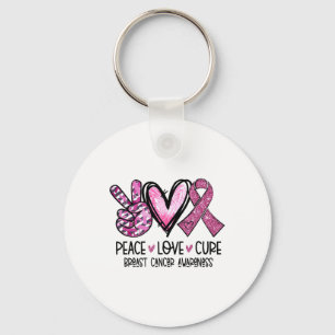 Love Cure Pink Ribbon Cancer Breast Awareness  Keychain
