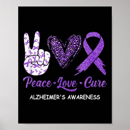 Love Cure Purple Ribbon Alzheimerheimer Disease Aw Poster