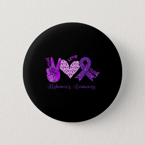 Love Cure Purple Ribbon Alzheimerheimers Awarenes Button